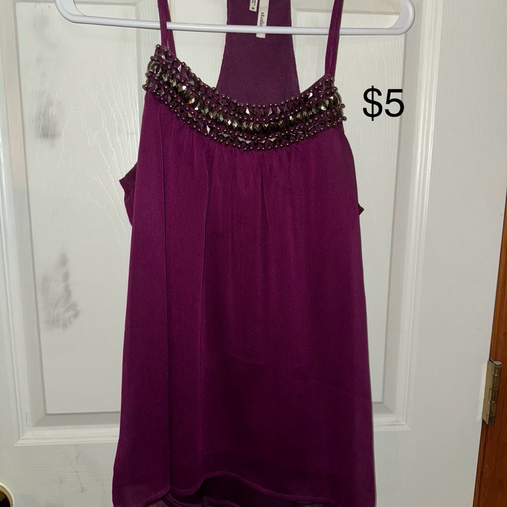 Studio Y Purple Embellished Backless Camisole